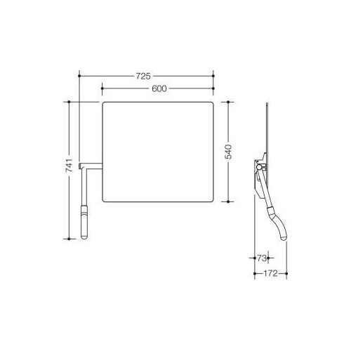 HEWI 802.01.100L 74 Kippspiegel, Hebel links,