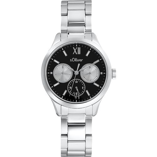 s.Oliver Damen Quarz Multifunktion Armbanduhr aus Edelstahl mit Edelstahl Armband - 2034596