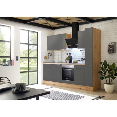 Küche Küchenzeile Küchenblock Marleen Premium 250 cm Grau Artisan Eiche Respekta