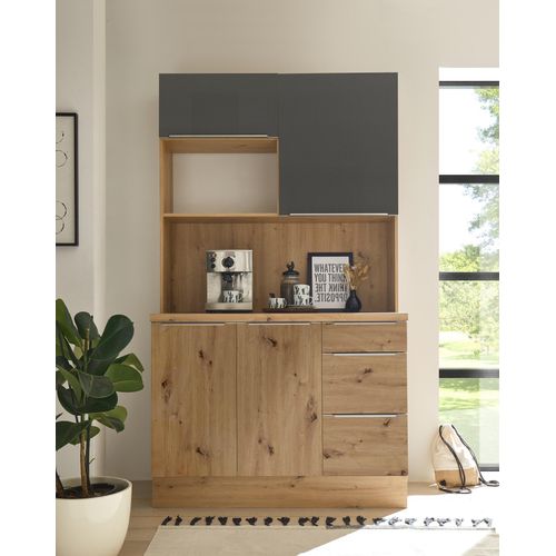 Küchen Buffet Marleen Premium 120 cm Grau Artisan Eiche Respekta