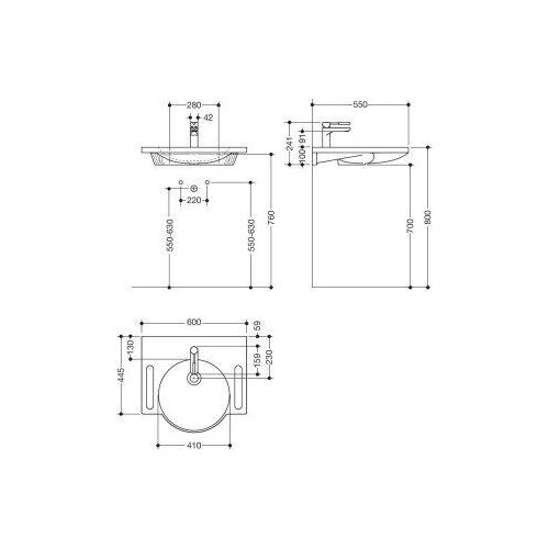 HEWI 950.19.001 74 Produktset WT u. Armatur,