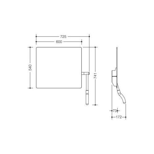 HEWI 802.01.100R 72 Kippspiegel, Hebel rechts,