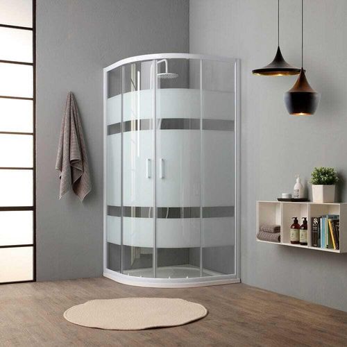Elegante Viertelkreisdusche 80cm mit Glasdekor Querstreifen | Venere