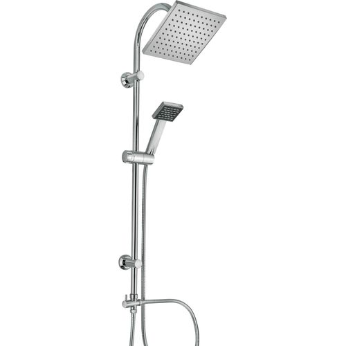 Duschsystem mit quadratischer Kopfbrause, Handbrause + Umsteller