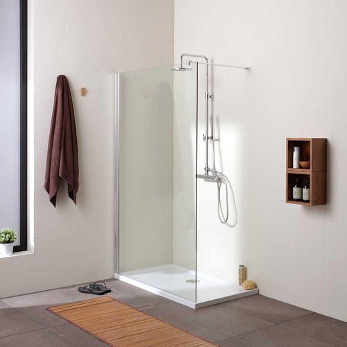110 cm wandmontierte Dusche aus klarem 8-mm-Glas | Walk in