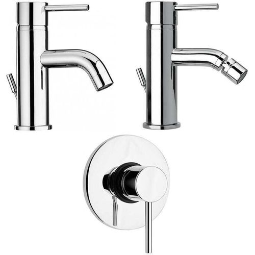 Set Mischbatterie Waschbecken, Bidet und Unterputz Duschgruppe | Salice