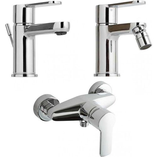 Kit Badarmaturen Mischbatterie Waschbecken, Bidet, Dusche Chrom-Finish | Nora