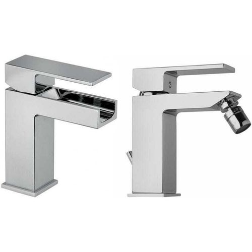 Kit Armaturen Mischbatterie Bidet und Waschbecken Chrom-Finish