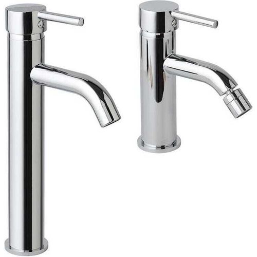 Hochwertiges Waschbecken und verchromtes Bidet Armaturenset | Fassa