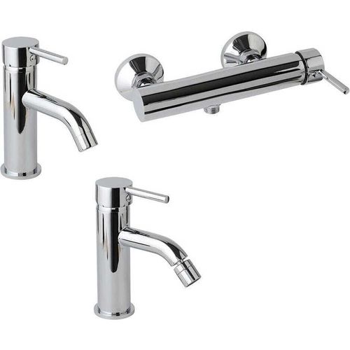 Set Waschtischarmatur, Bidet, Außengruppe Dusche verchromt | Fassa
