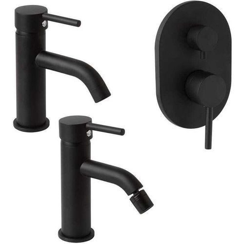 Waschtisch-, Bidet- und Unterputz-Duschmischer in Mattschwarz | Fassa
