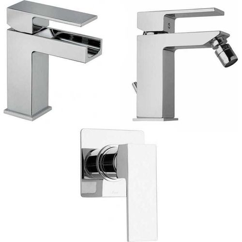 Kit Armaturen Mischbatterie Waschbecken, Bidet, Dusche Chrom-Finish