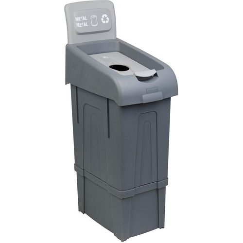 CHEFGASTRO Abfalleimer Mülltrennsystem Metalldosen | 80 Liter HxBxT 105x34x55cm | Recyclingstation Mülleimer Trennsystem | Grau/Hellgrau