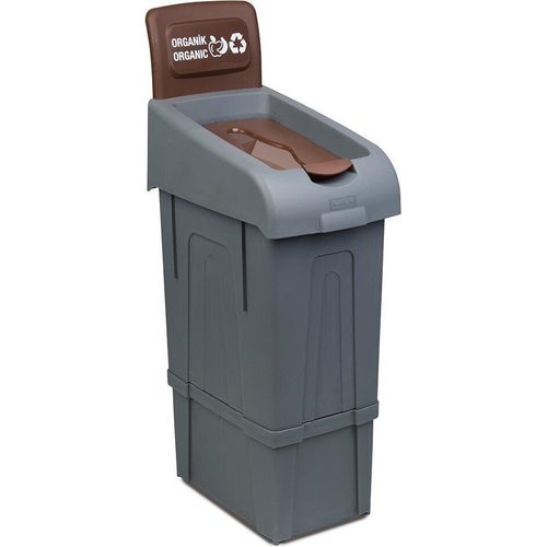 CHEFGASTRO Abfalleimer Mülltrennsystem Biomüll | 80 Liter HxBxT 105x34x55cm | Recyclingstation Mülleimer Trennsystem | Grau/Braun