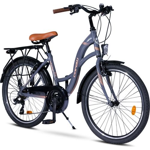 28 Zoll Alu City Bike Mädchen Fahrrad Aluminium Shimano 21Gang RH 51cm