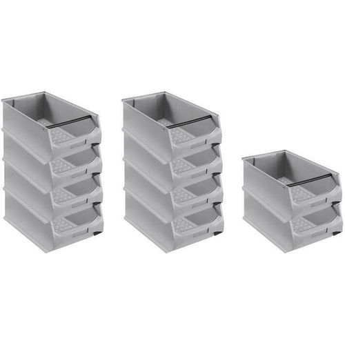 SparSet 10x Graue Sichtlagerbox 5.1 mit Griffstange | HxBxT 20x30x50cm | 21,8 Liter | Sichtlagerbehälter, Sichtlagerkasten, Sichtlagerkastensortiment, Sortierbehälter