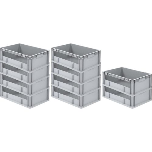 SparSet 10x Eurobox NextGen Insight | HxBxT 22x40x60cm | 44 Liter | Seite offen | Eurobehälter, Transportbox, Transportbehälter, Stapelbehälter