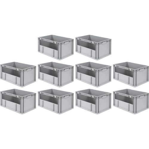 SparSet 10x Eurobox NextGen Insight | HxBxT 32x40x60cm | 65 Liter | Seite offen | Eurobehälter, Transportbox, Transportbehälter, Stapelbehälter