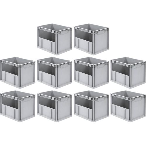SparSet 10x Eurobox NextGen Insight | HxBxT 32x30x40cm | 30 Liter | Seite offen | Eurobehälter, Transportbox, Transportbehälter, Stapelbehälter