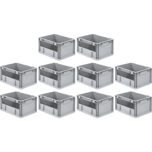 SparSet 10x Eurobox NextGen Insight | HxBxT 22x30x40cm | 20 Liter | Seite offen | Eurobehälter, Transportbox, Transportbehälter, Stapelbehälter