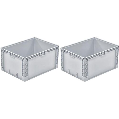 SparSet 2x Euro-Norm Großbehälter | HxBxT 42x60x80cm | 168 Liter | Verstärkter Boden | Grau | Eurobehälter, Transportbox, Transportbehälter, Stapelbehälter