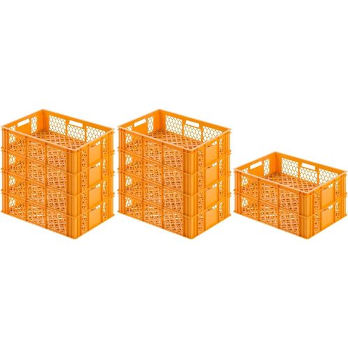 SparSet 10x Eurobehälter Bäcker- & Konditorenkasten | HxBxT 17,1x40x60 | 33 Liter | Gelb-Orange | Brötchenkiste, stapelbare Bäckerkiste