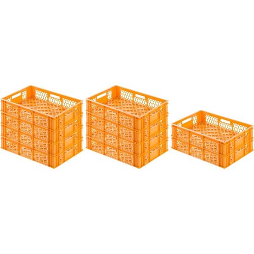 SparSet 10x Eurobehälter Bäcker- & Konditorenkasten | HxBxT 13x40x60 | 24 Liter | Gelb-Orange | Brötchenkiste, stapelbare Bäckerkiste
