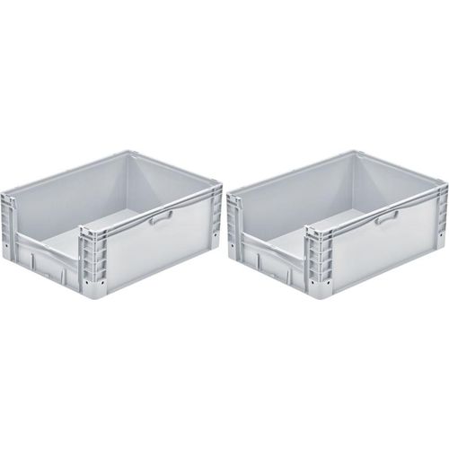 SparSet 2x Euro-Norm Großbehälter Insight | HxBxT 32x60x80cm | 133 Liter | Grau | Eurobehälter, Transportbox, Transportbehälter, Stapelbehälter