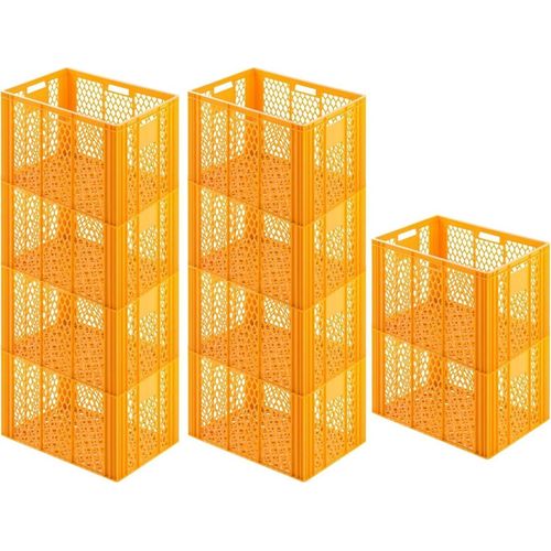 SparSet 10x Eurobehälter Bäcker- & Konditorenkasten | HxBxT 42,1x40x60 | 85 Liter | Gelb-Orange | Brötchenkiste, stapelbare Bäckerkiste