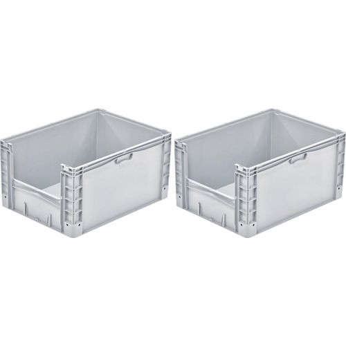 SparSet 2x Euro-Norm Großbehälter Insight | HxBxT 42x60x80cm | 168 Liter | Grau | Eurobehälter, Transportbox, Transportbehälter, Stapelbehälter