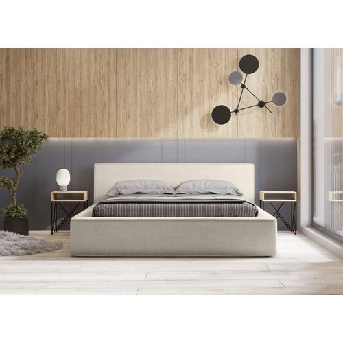 QUARTO Das Doppelbett MOLLY 140/200 Designerbett mit Bettkasten & Lattenrost (cremig)