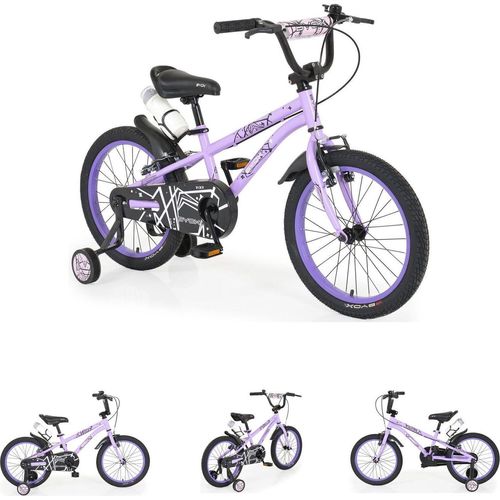 Byox Kinderfahrrad 18 Zoll Pixi, Klingel, Reflektoren, Stützräder, ab 5 Jahre violett