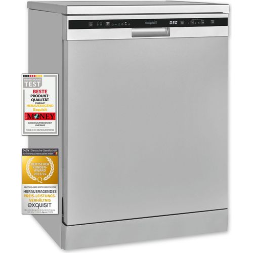 Exquisit Geschirrspüler GSP6312-030D silber | Spülmaschine 60 cm | 12 Maßgedecke | Auto Türöffner | Intensiv Modus | Unterbaugerät
