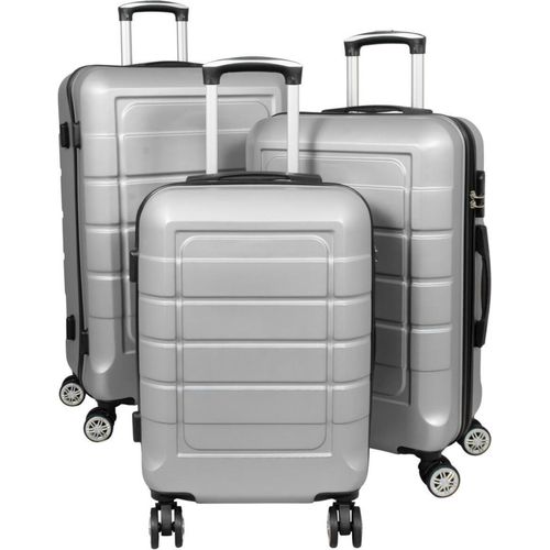 ABS Hartschalen Koffer Set M,L,XL Gepäck Trolley aufrecht rollbar Itzum Silber