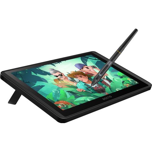 BOSTO 12HD-A LCD-Grafiktablett-Monitor 11,6 Zoll HD IPS 1366 x 768 Drawing Tablet 8192 Druckstufe Passive Technologie mit Neigungsfunktion Unterstuetzt Windows MacOS USB Zeichentablett mit geringem Verbrauch und interaktivem Stylus-Stift