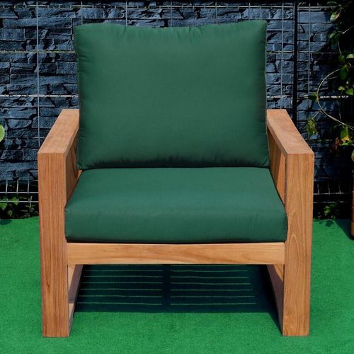 Lounge Sessel Treviso Teak Massivholz Grün + 129,99