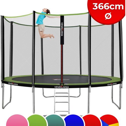 Trampolin - mit Sicherheitsnetz, Leiter, Randabdeckung, 366 cm, Farbwahl - Outdoor Indoor Gartentrampolin, Trampoline Farbe: Limonengrün