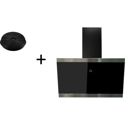 Dunstabzugshaube Schräghaube Kopffrei 60 cm Schwarz mit Filter Respekta