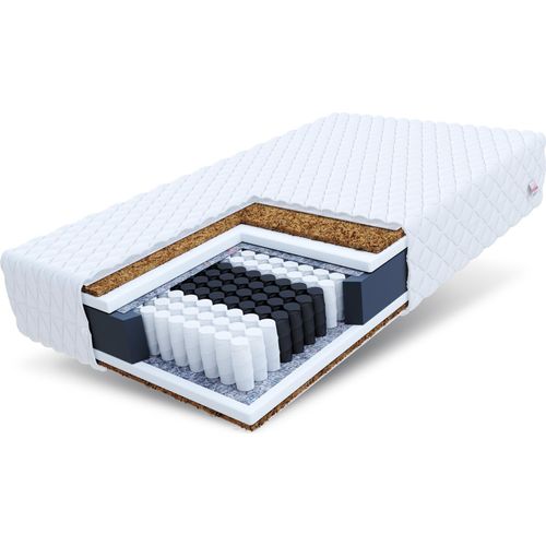 Matratze 180x200 cm MERANO 7 Zonen H4 Taschenfederkern Kokos HR Schaum Höhe ca. 19 cm Matratzenbezug Premium Jersey
