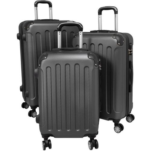 ABS Hartschalen Koffer Set M,L,XL Gepäck Trolley aufrecht rollbar Gronau Anthrazit