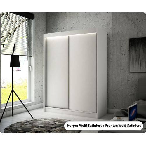 MEBLITO Kleiderschrank Eris Schlafzimmer Schrank Wohnzimmerschrank Garderobenschrank modern Top Neu Design Schiebetürenschrank Garderobe Lacobelglas Glanz Wohnzimmer 215 x 120