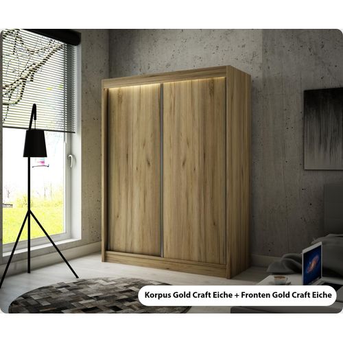 MEBLITO Kleiderschrank Eris Schlafzimmer Schrank Wohnzimmerschrank Garderobenschrank modern Top Neu Design Schiebetürenschrank Garderobe Lacobelglas Glanz Wohnzimmer 215 x 200