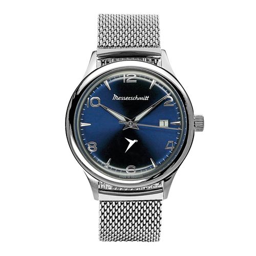 Blaue Kabinenroller-Uhr, Milanaiseband.