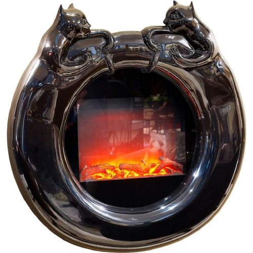 Casa Padrino Luxus Elektro Wandkamin Hochglanz Schwarz Ø 76 cm - Runder LED Elektro Kamin - Schlafzimmer Wandkamin - Wohnzimmer Wandkamin - Luxus Elektro Kamine - Luxus Qualität - Italy