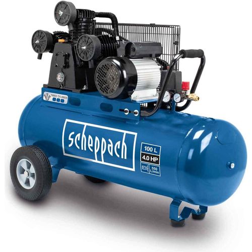 Scheppach Kompressor HC550TC | 100 L Kessel | 230 V Spannung | 2200 W / 3 PS Induktionsmotor | 10 bar Arbeitsdruck | 3 Zylinder | 2 Schnellkupplungen