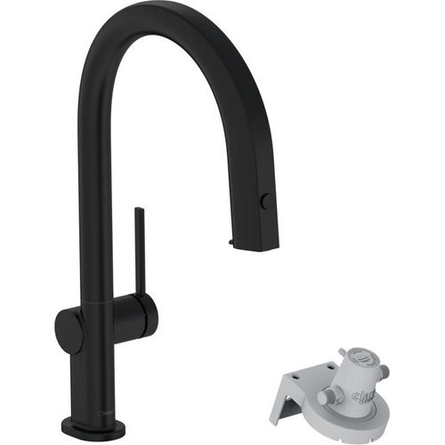 Hansgrohe Aqittura M91 - Spültischarmatur mit ausziehbarem Auslauf und mit Filterfunktion, schwarz matt 76803670