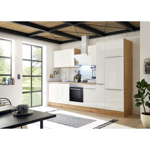 Küche Küchenzeile Küchenblock Marleen Premium 310 cm Weiß Artisan Eiche Respekta