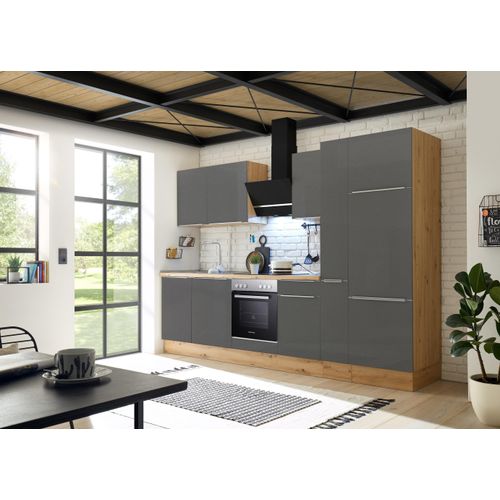 Küche Küchenzeile Küchenblock Marleen Premium 310 cm Grau Artisan Eiche Respekta