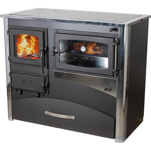 Kaminofen mit Backfach und Herdplatte mit Glaskeramik ABC Concept 2 Air Rechts Mehrfachbelegung Holzofen 11,6 kW Kamin Ofen Holz Werkstattofen
