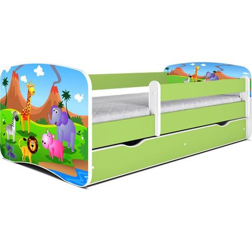 Bett babydreams grüner Blumen-Teddybär mit Schubladenmatratze 160/80